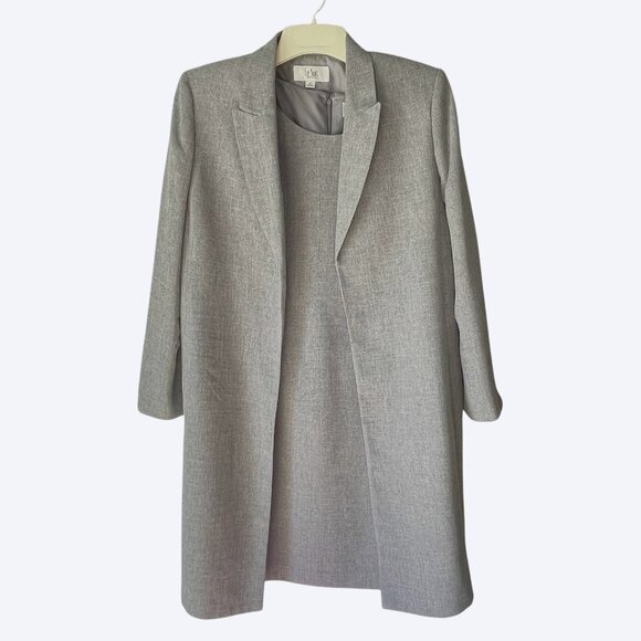 Le Suit Size 16P Gray Sleeveless Shift Dress & Long Blazer Topper 16 Petite - Picture 1 of 5